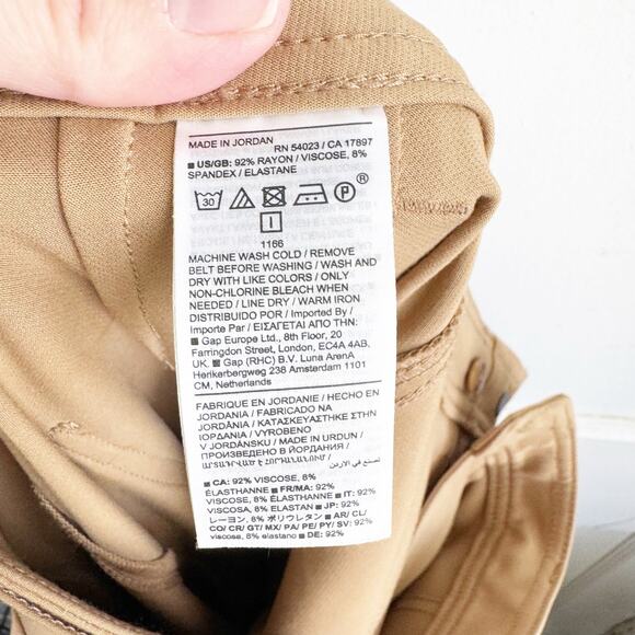 Banana Republic Slim Refined Stretch Cargo Pant Latte Cream Belted Beige Size 4 - Picture 14 of 14